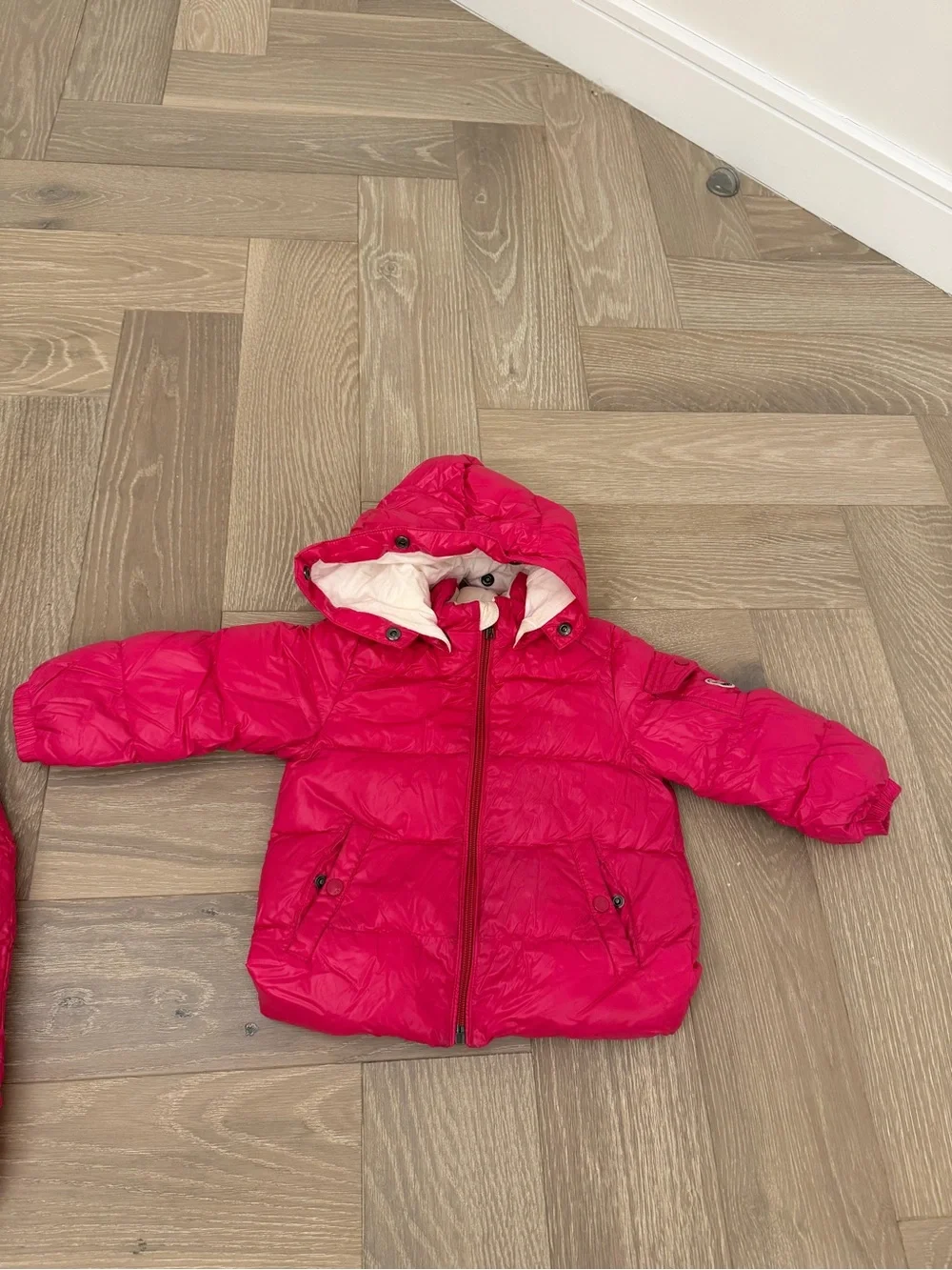 Moncler Kids Bright Pink Puffer Snowsuit